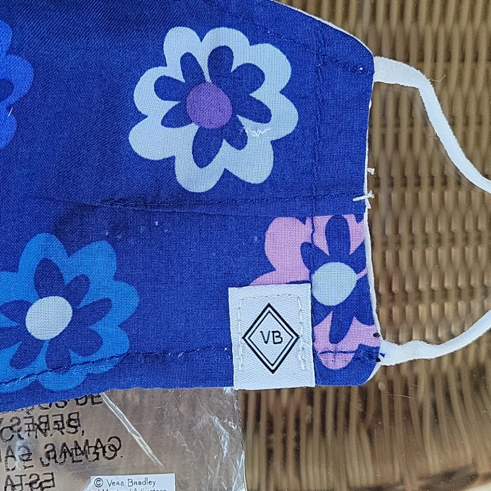 Vera Bradley blue adjustable face mask Ellie Flowers